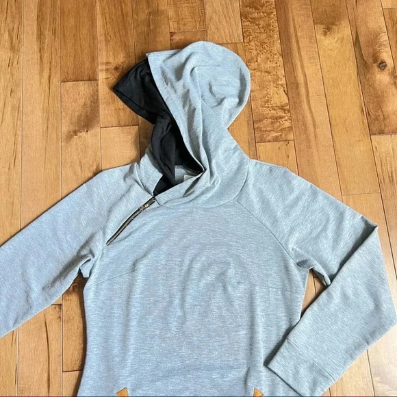 Long  Sport Grey Hoodie Sweater Size M - Picture 3 of 8